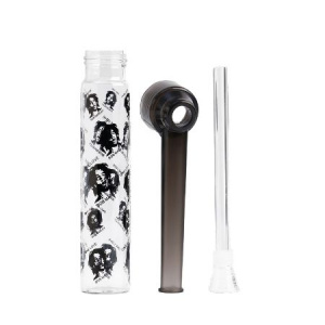 Водяная трубка Бонг "Боб Марли" прозрачный акрил 19 см с рисунком