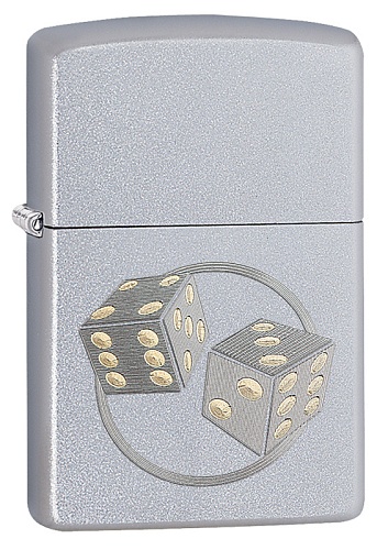 Зажигалка бензиновая ZIPPO Игральные кости серебристая, матовая